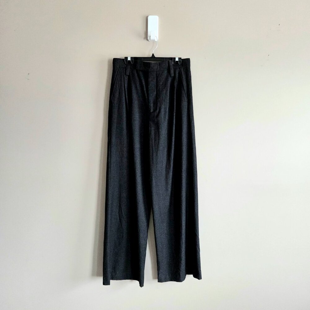Zara Into the Classics dark gray high waisted wide leg wool pants.